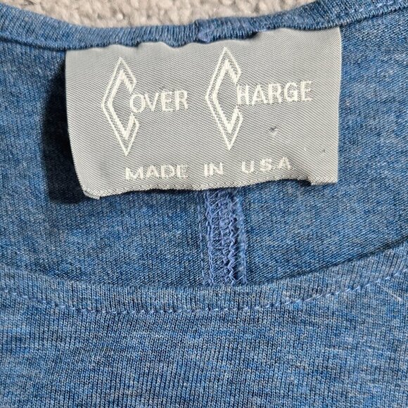 Vintage Cover Charge 100% Cotton Blue Patch Pocket Midi Dress Boho Whimsical - Picture 7 of 8